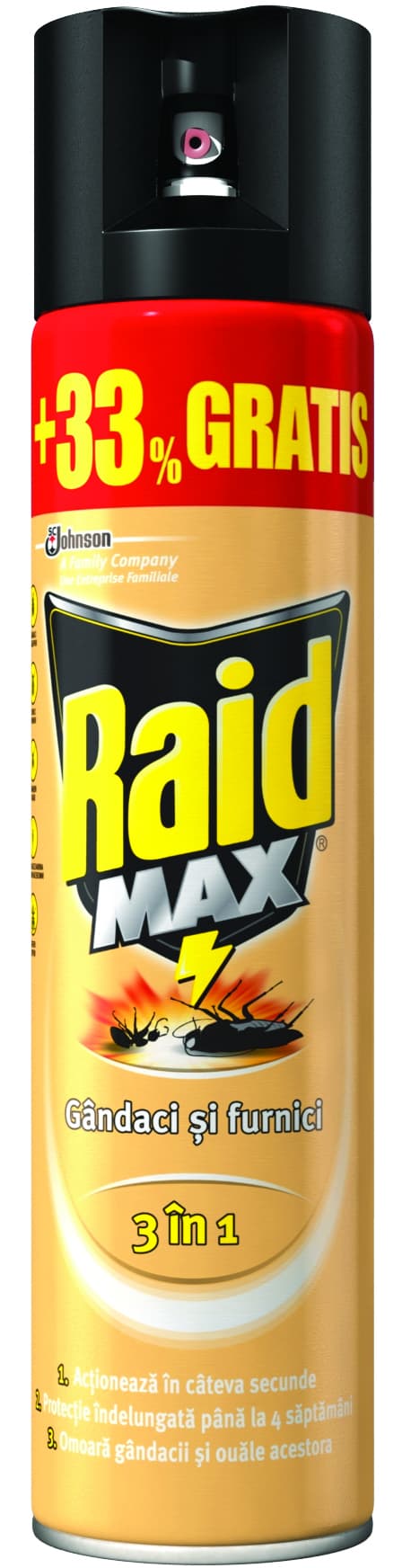 Аерозол срещу пълзящи насекоми Raid Max 3 в 1 / 400мл