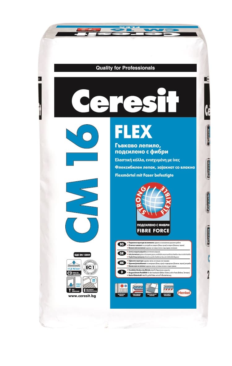 Лепило за плочки Ceresit CM 16 FLEX Fibre Force 25кг