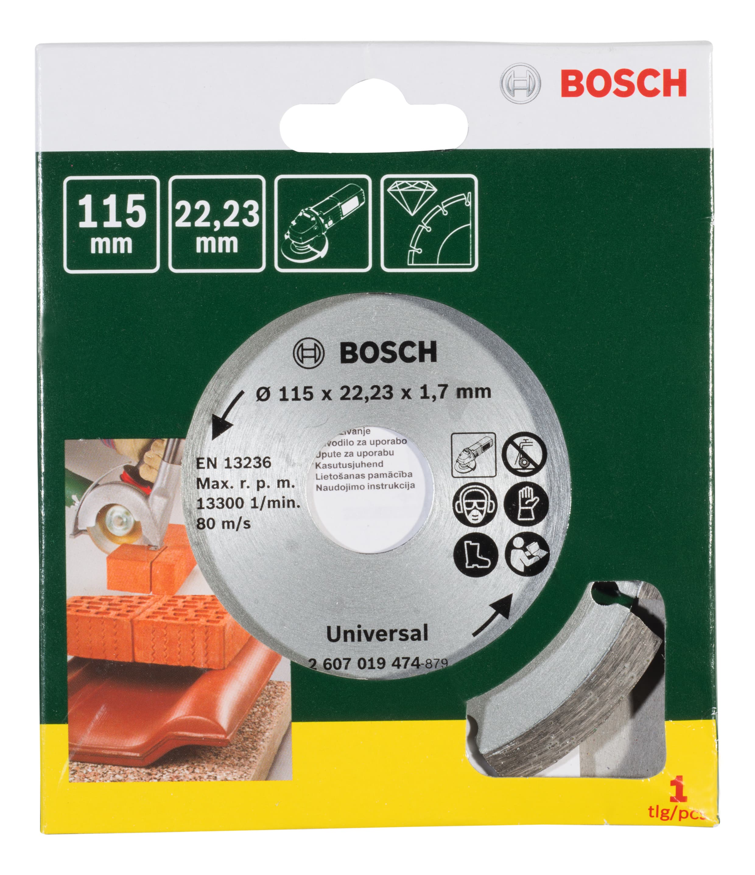 Диамантен диск за рязане на строителен материал Bosch ø115х22.23мм