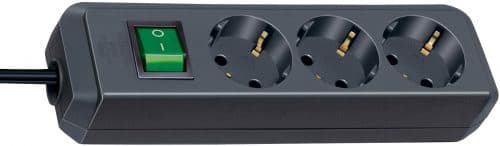 Разклонител Eco Line с 3 контакта и ключ / 1.5м черен 