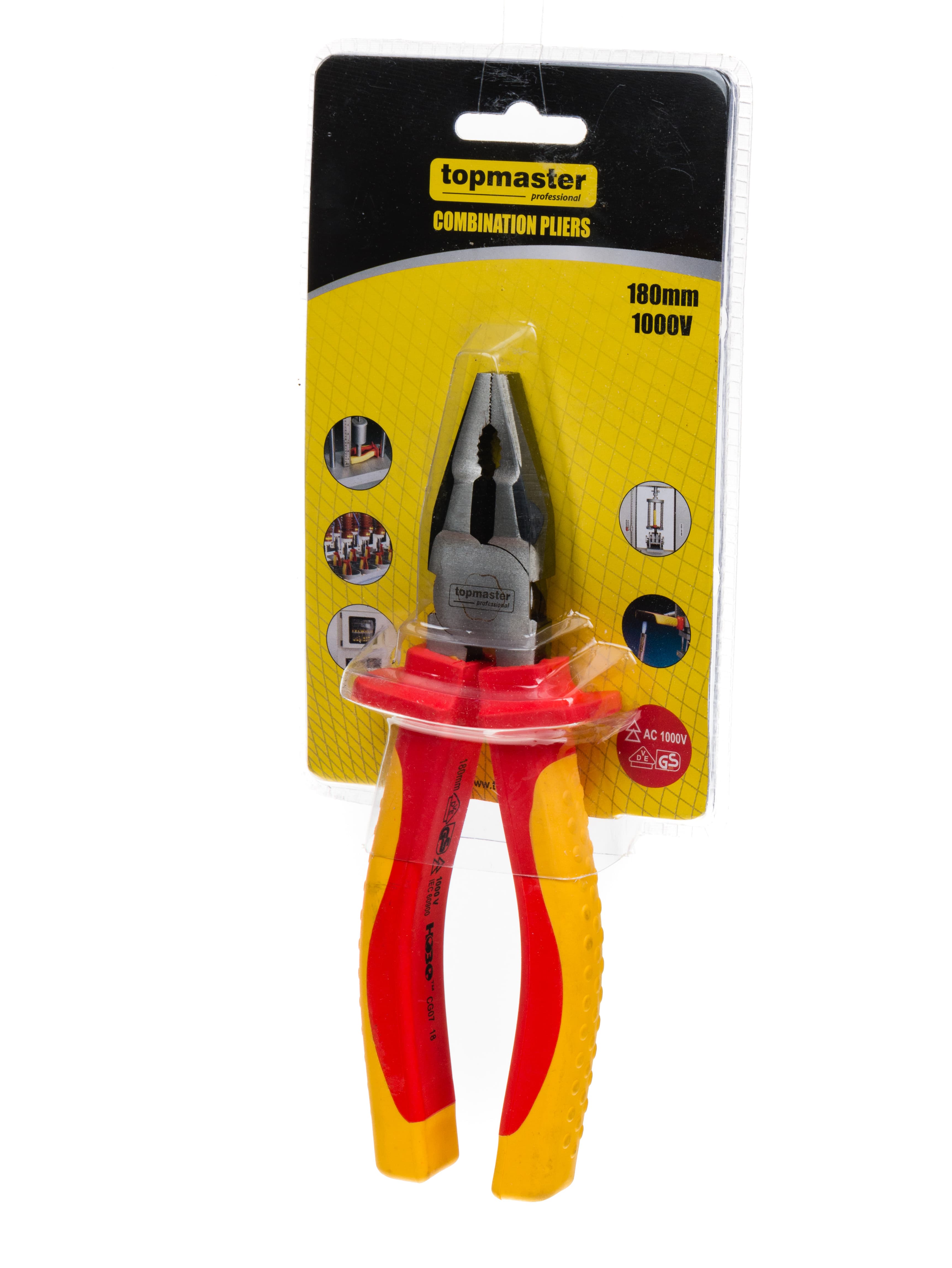 Изолирани комбинирани клещи със защита Top Master Pro 1000V 180mm 