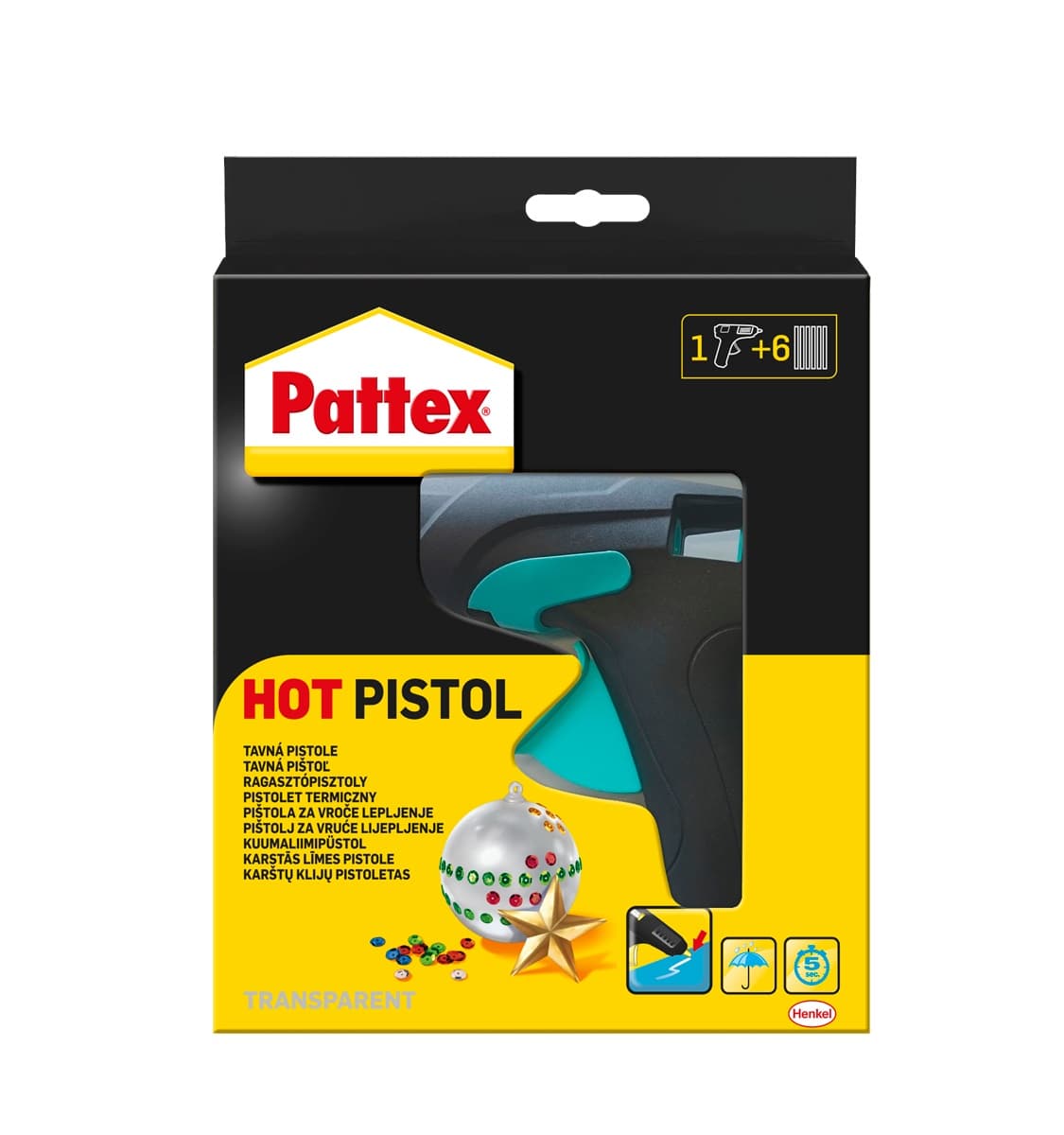 Комплект пистолет и патрони за горещо лепене Pattex 200г