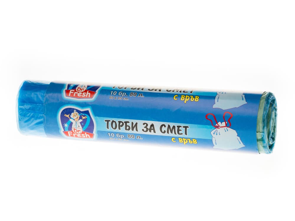 Торби за смет с връв Д-р Фреш 80 л / 10 броя