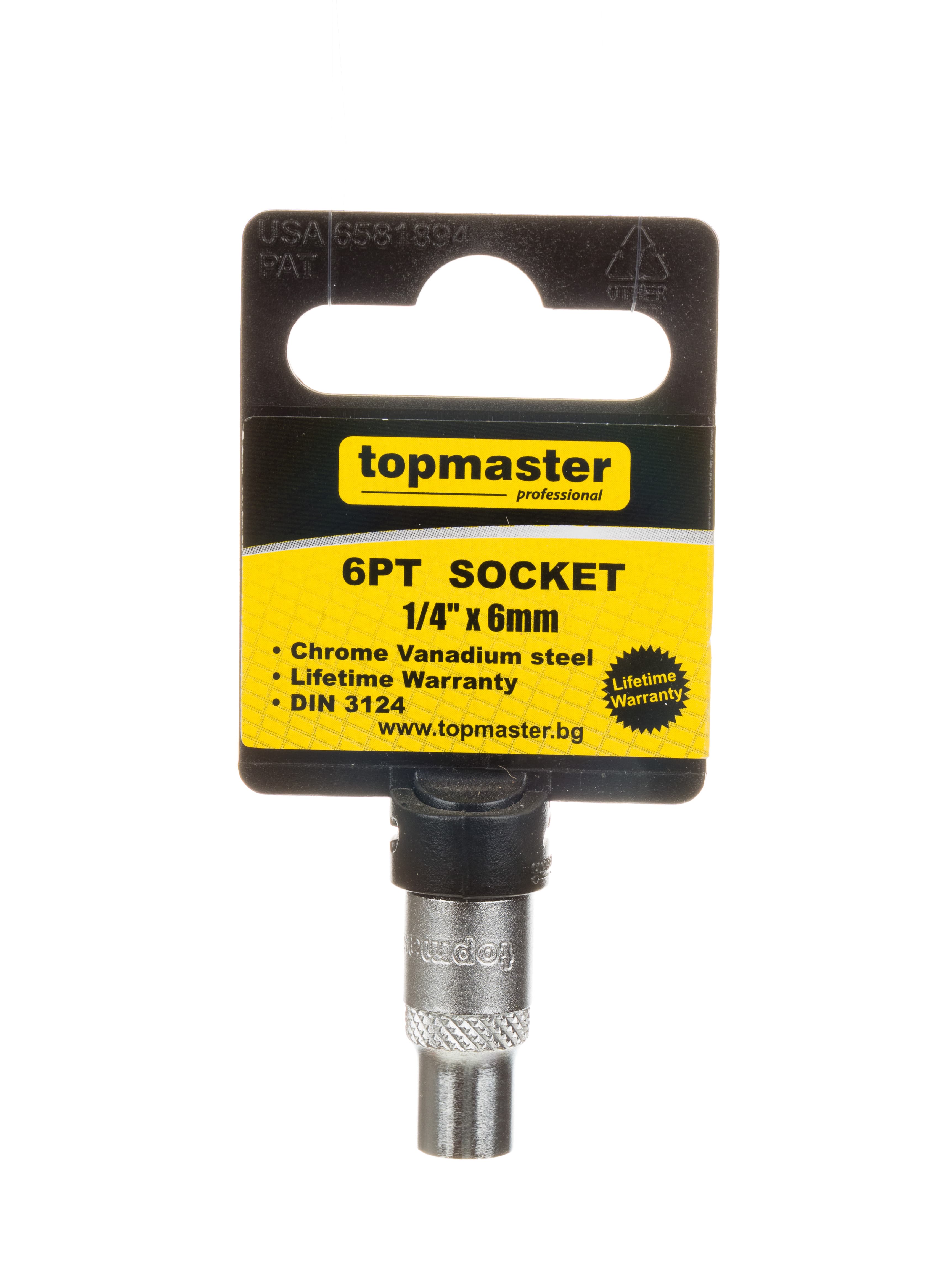 6-стенна къса вложка Top Master Pro CR-V 1/4"х6mm 