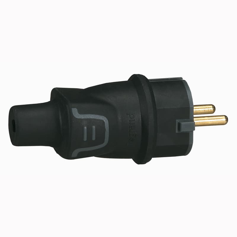 Гумиран щепсел 2P+E 16A IP44 черен