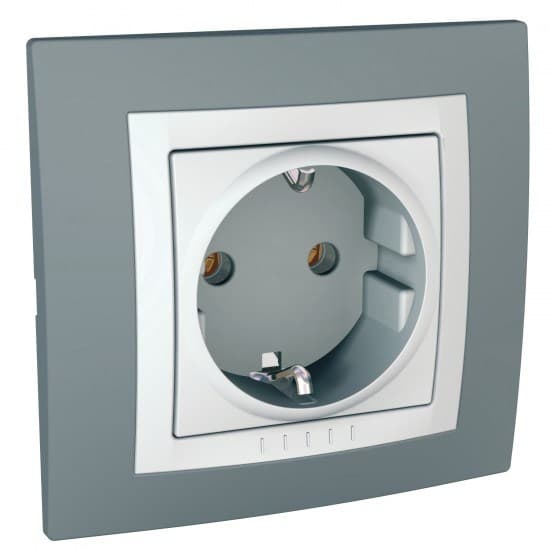 Единичен контакт Schneider Unica Basic MGU10.036.858D техническо сиво