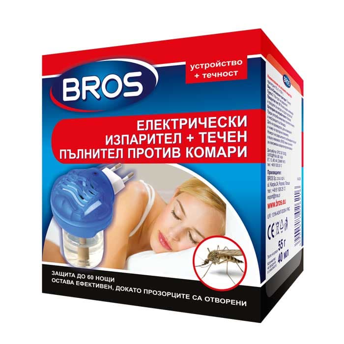 Електрически изпарител и течен пълнител против комари Bros