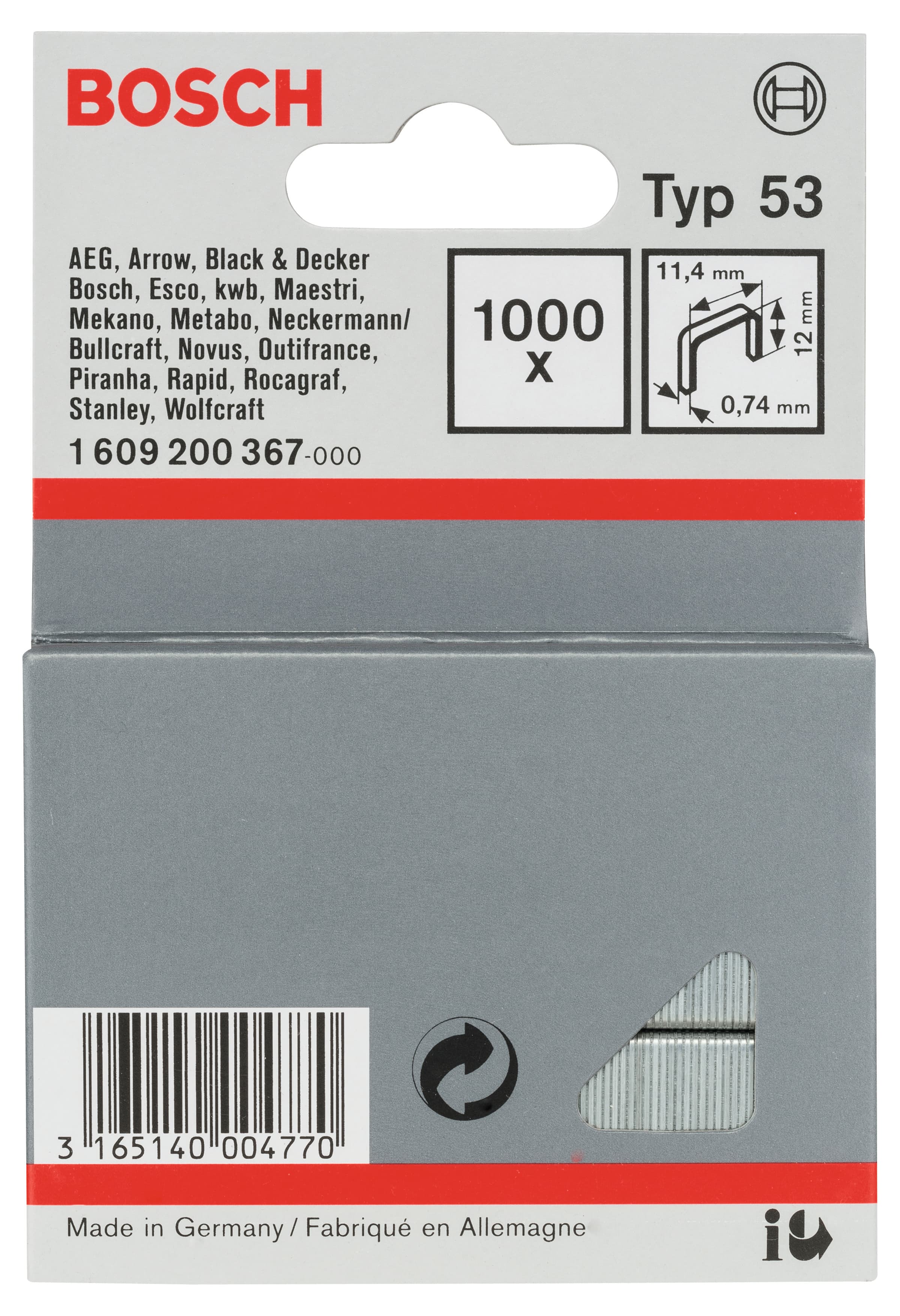Кламери за телбод Bosch 12/10 1000 броя