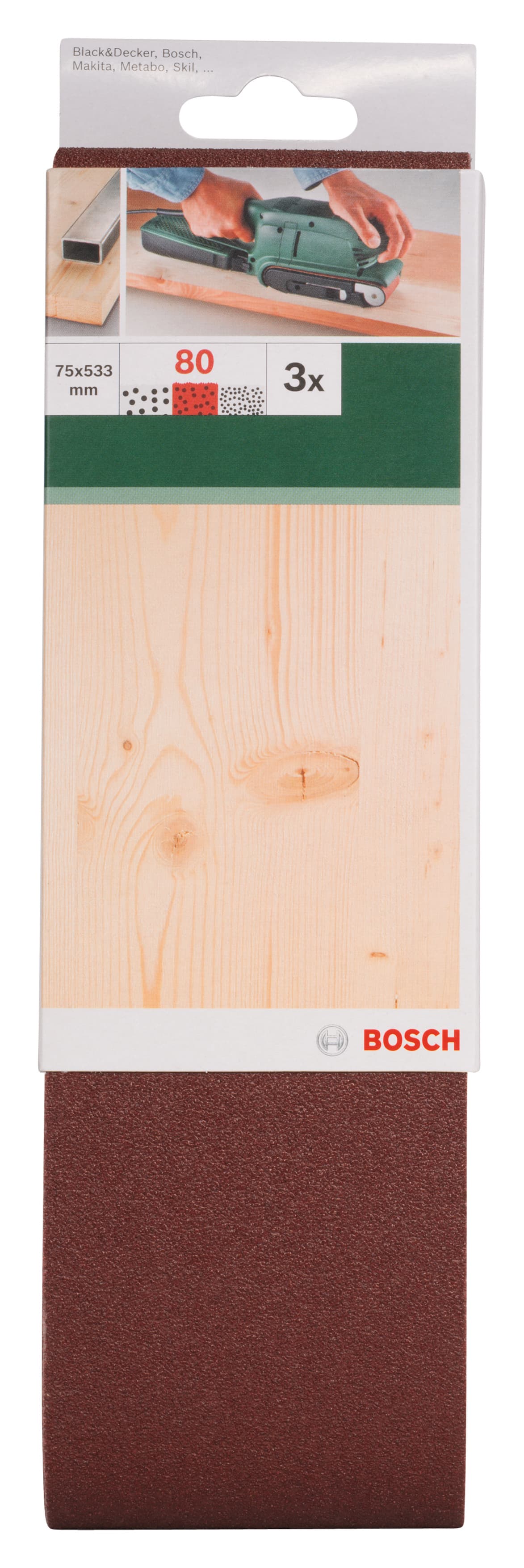 Шкурки за дърво Bosch BS 3 K80 / 75х533мм / 3 броя 