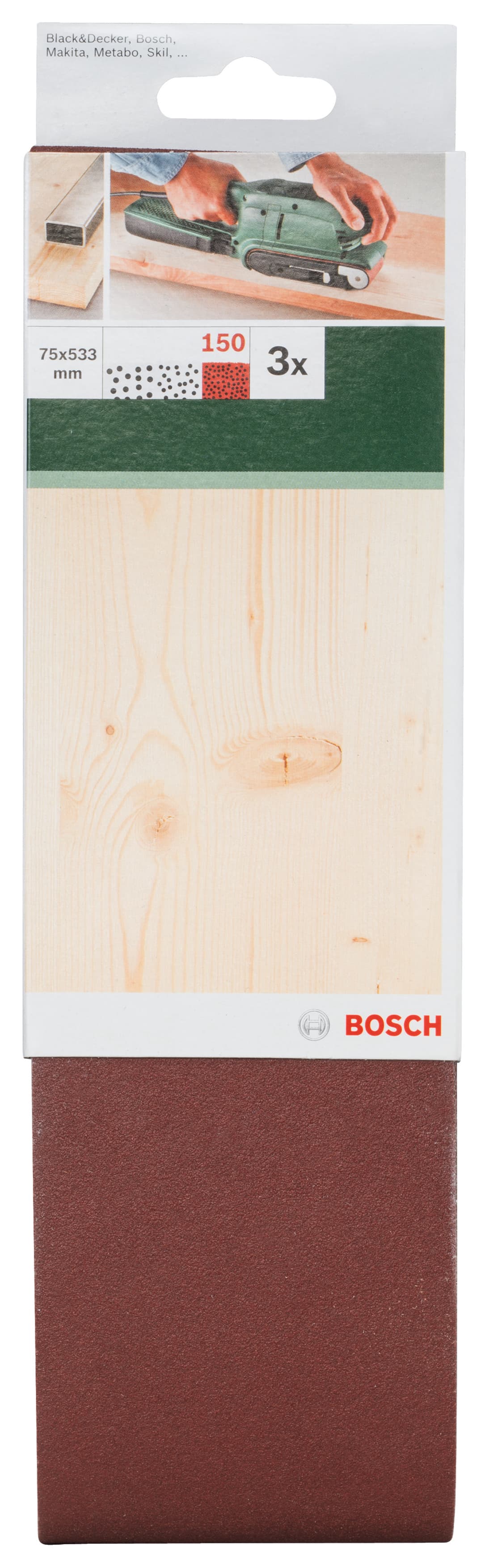 Шкурки за дърво Bosch BS 3 K150 / 75х533мм / 3 броя