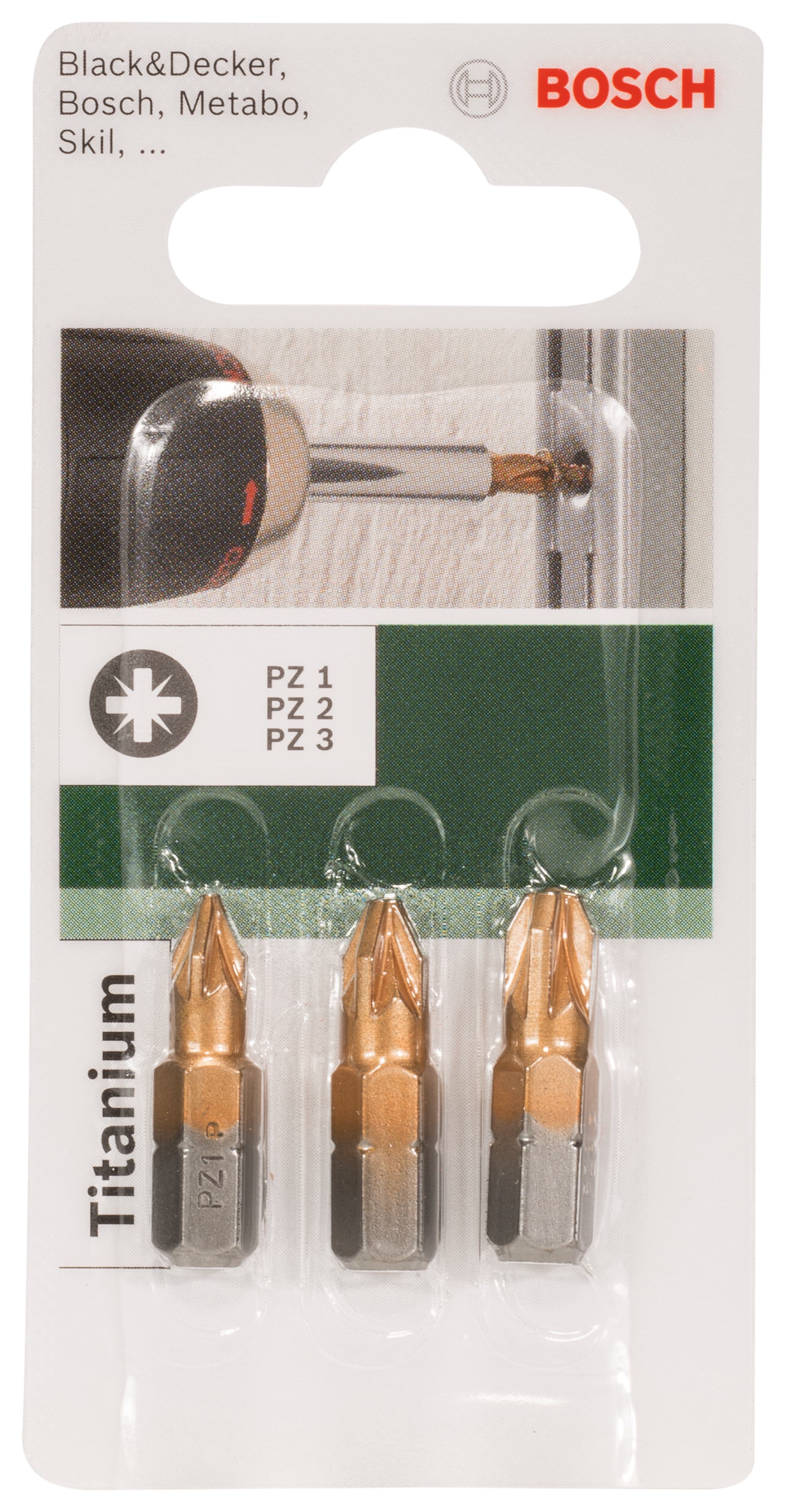 Комплект битове Bosch 3 PZ Titanium 25мм
