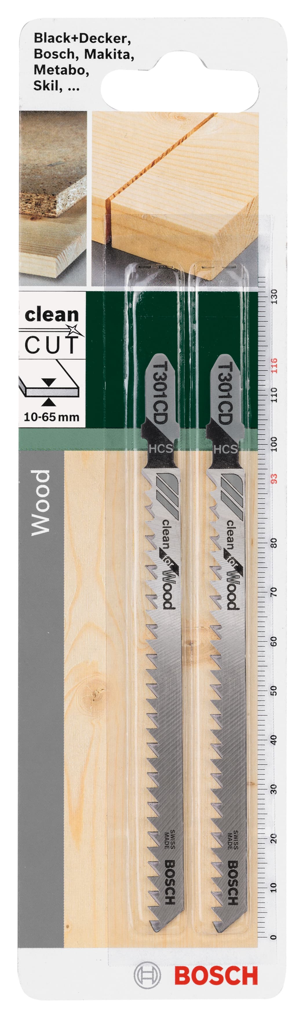 Ножчета за прободен трион за дърво Bosch T301CD 116мм 2 броя