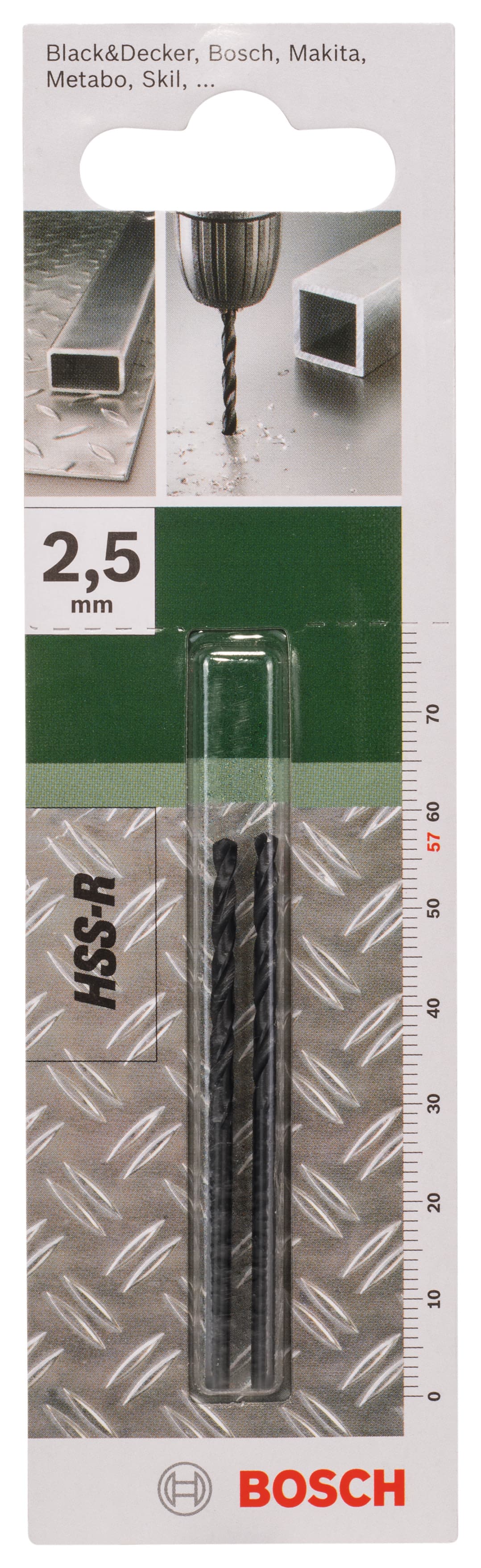 Комплект свредлa Bosch 2 HSS-R ø2.5мм / 2 броя