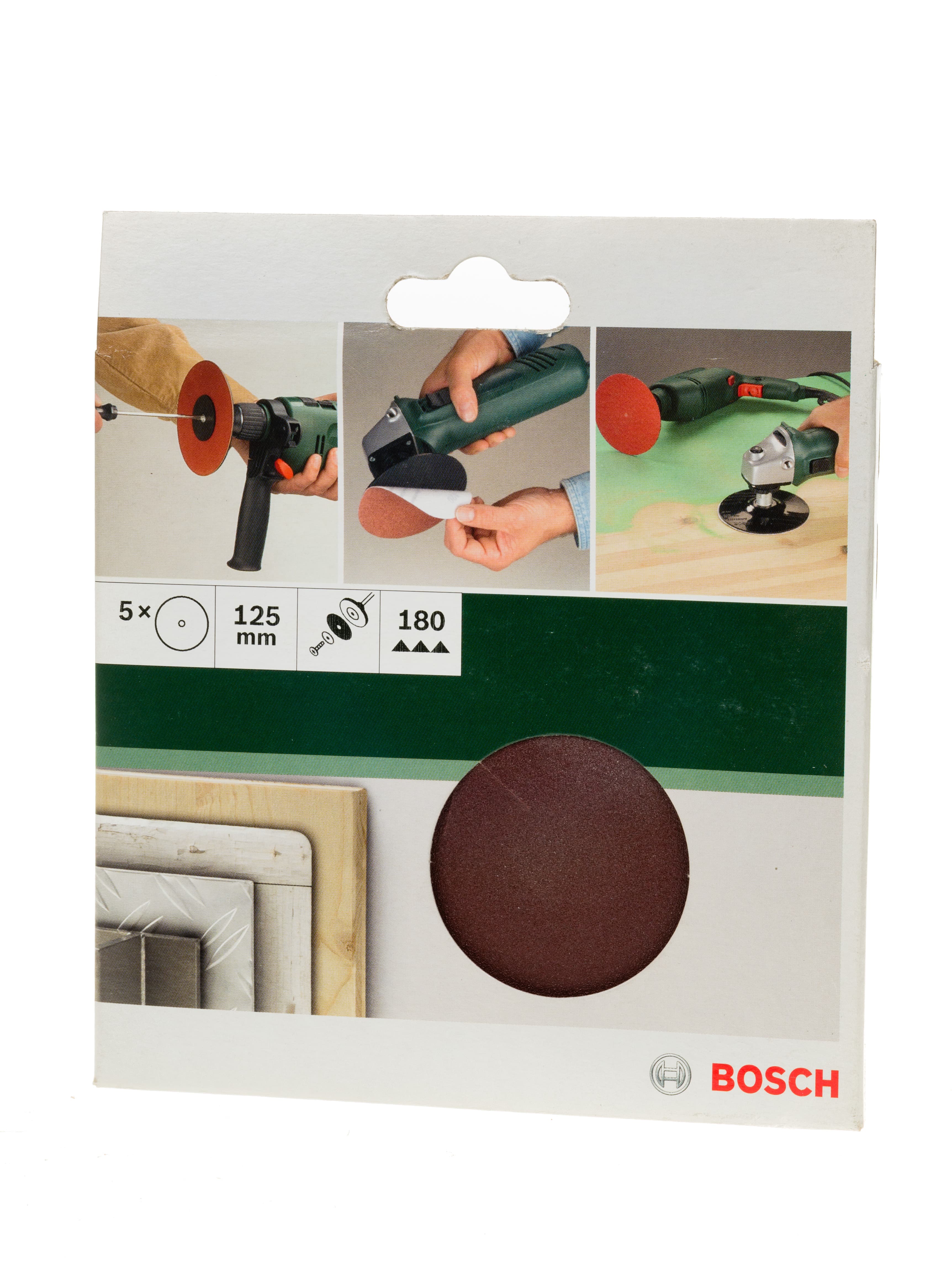 Шкурка за дърво и боя Bosch 125мм / K180 / 5 броя