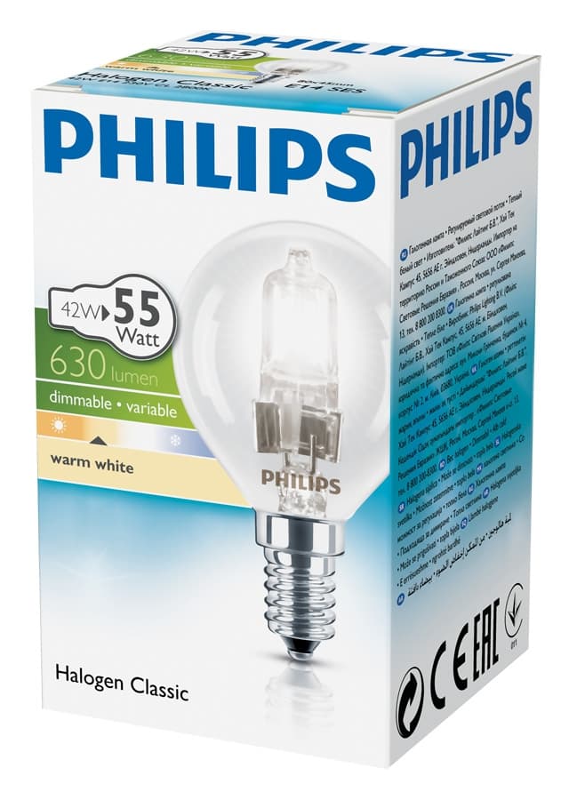 Халогенна крушка Philips Екокласик 30 глобус   