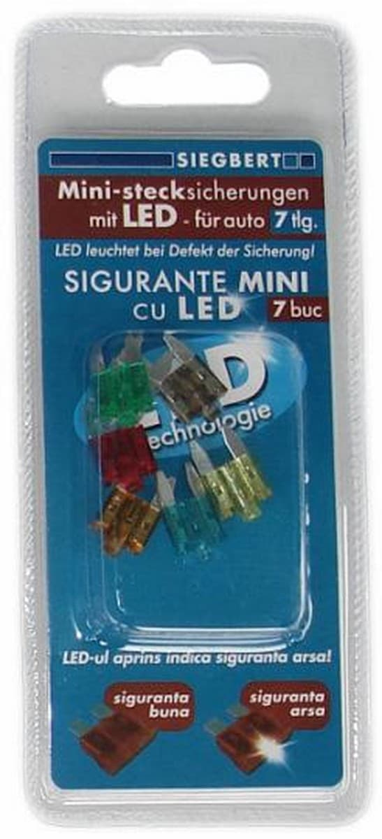 Комплект мини предпазители с LED 7 броя