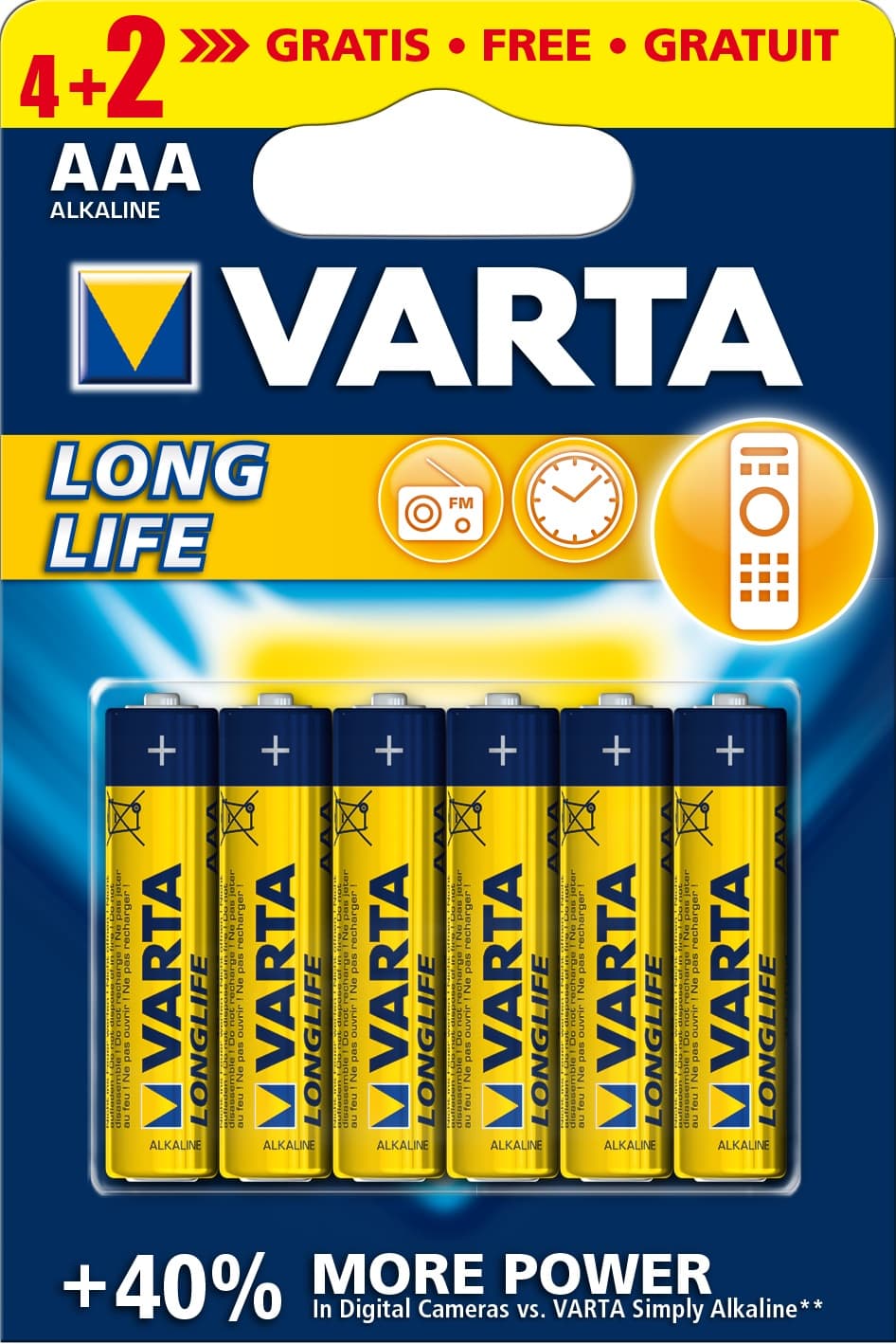 Алкална батерия Varta Longlife Extra ААА 4+2 броя