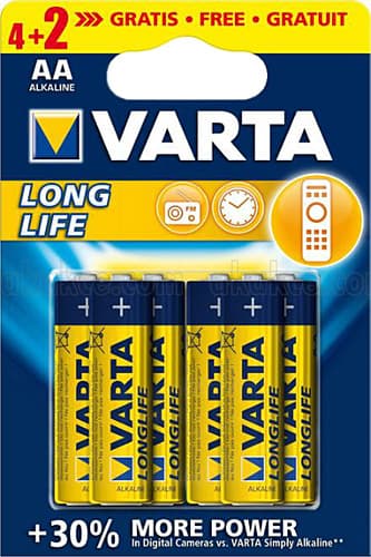 Алкална батерия Varta Longlife Extra АА 4+2 броя