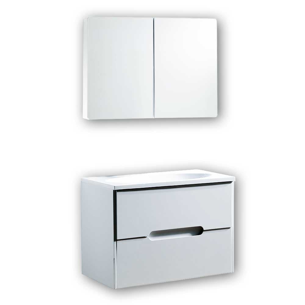 Комплект PVC шкаф за баня с умивалник и огледален шкаф Inter Ceramic 8246W8245
