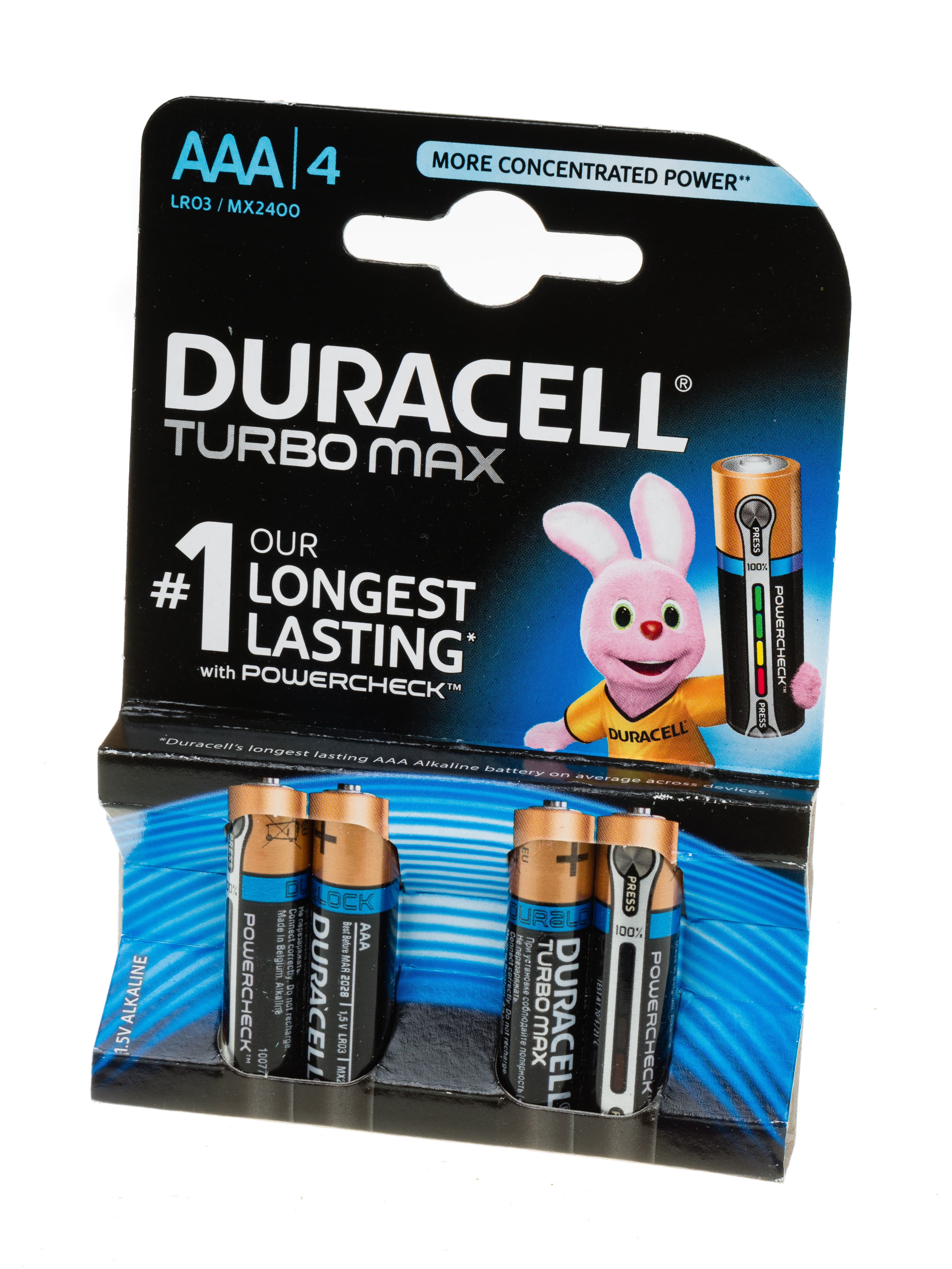 Алкална батерия Turbo Duracell AAA LR03 / 4 броя