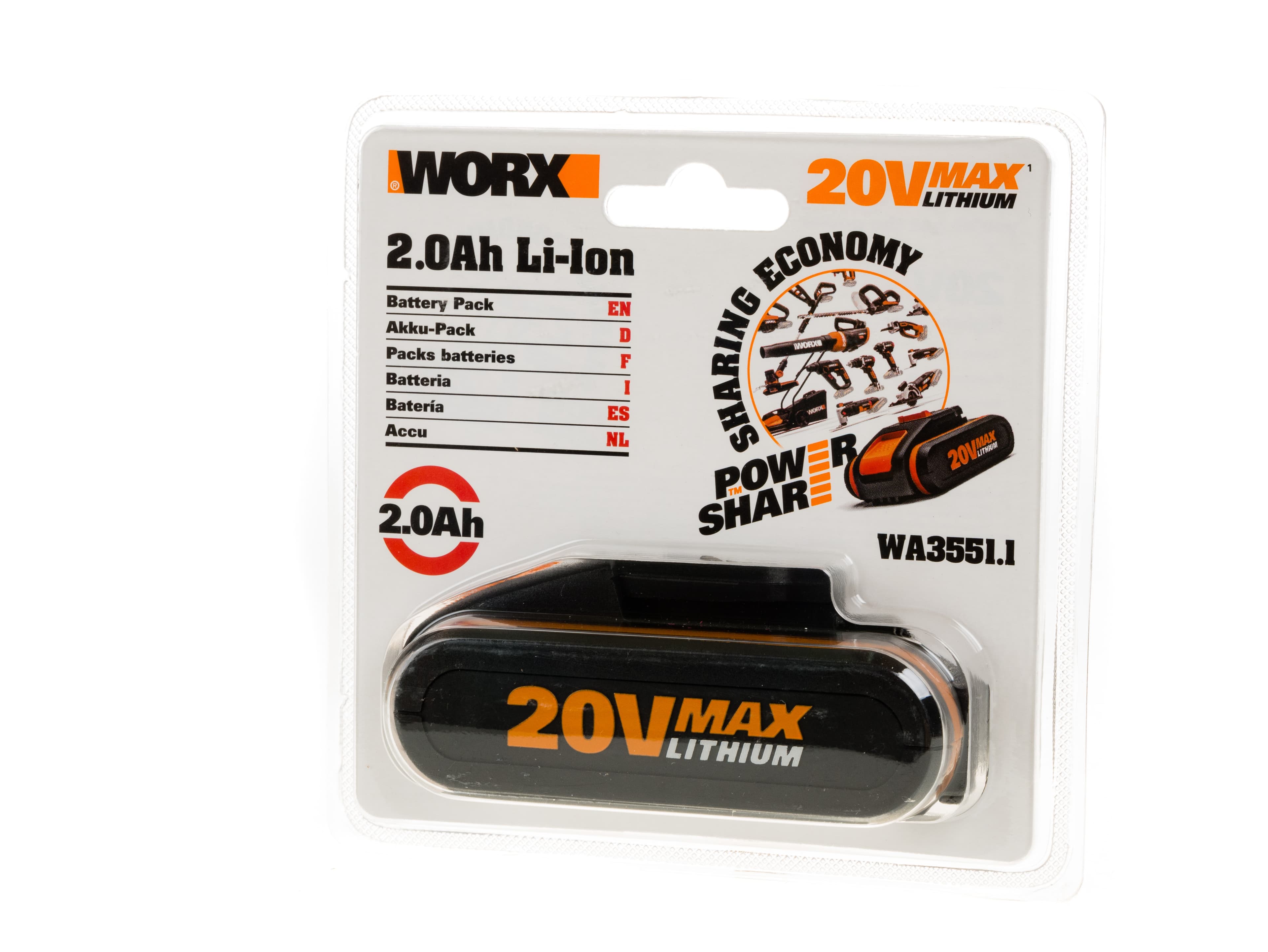 Aкумулаторна плъзгаща батерия Worx WA3551.1 Li-ion 20V 2.0Ah