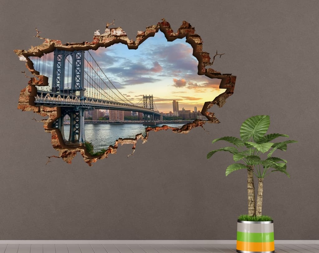 Стикер 3D Wall TDS-1000 пейзаж с мост 70x45cm