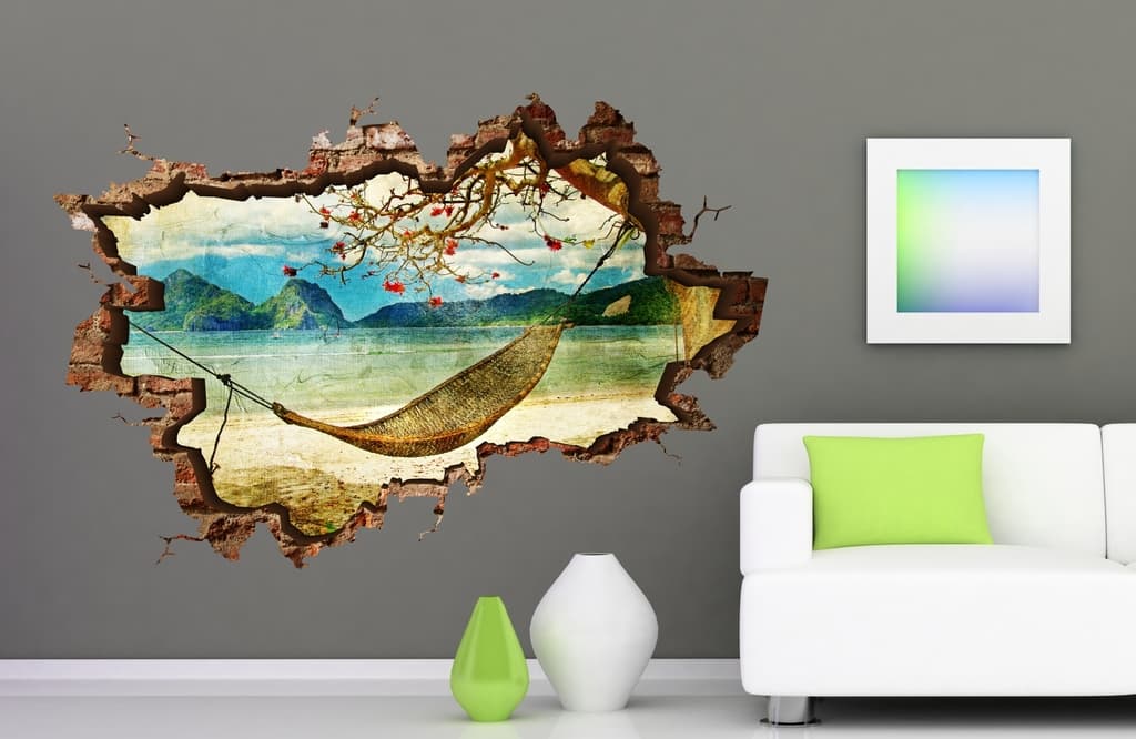 Стикер 3D Wall TDS-1093 плаж с хамак 70x45 см