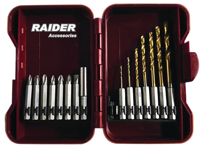 Комплект накрайници и свредла Raider 1/4" / 15 броя