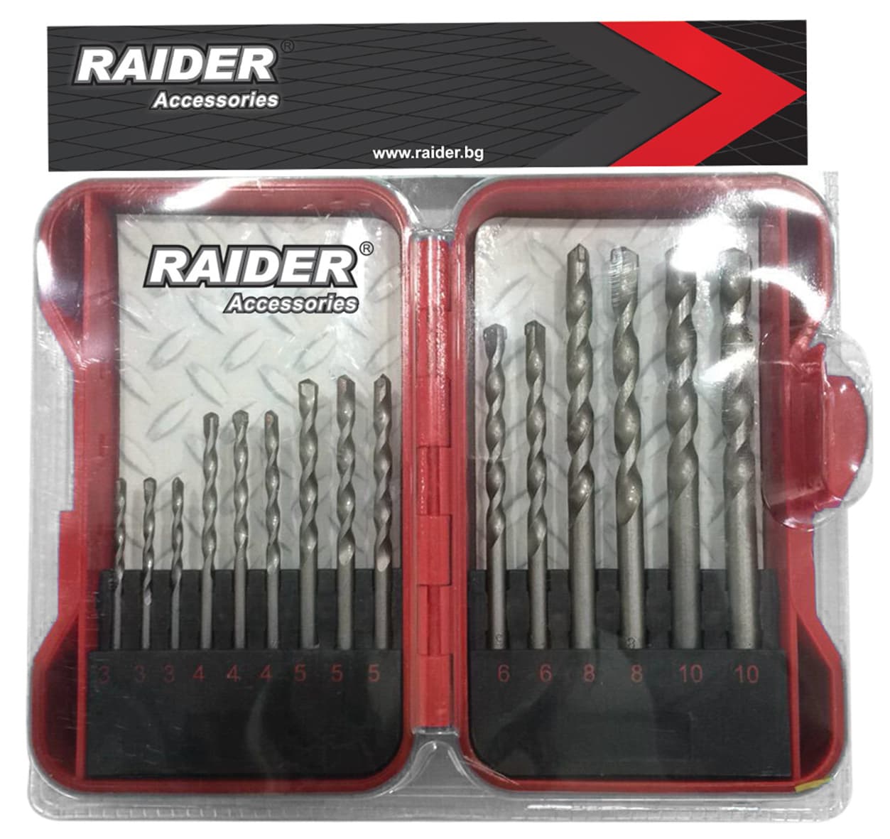Комплект свредлa за бетон Raider Ø3-10мм / 15 броя