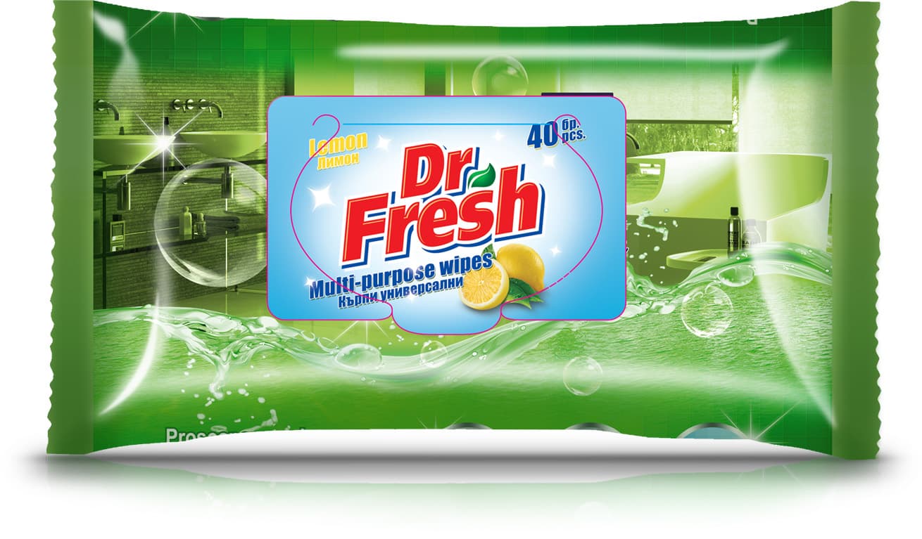 Мокри кърпи Dr. Fresh Универсал / лимон