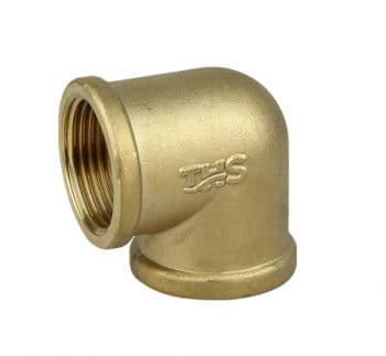 Матиран жълт фитинг - коляно 3/4" ЖЖ  месинг тежък модел Ths Thermostyle