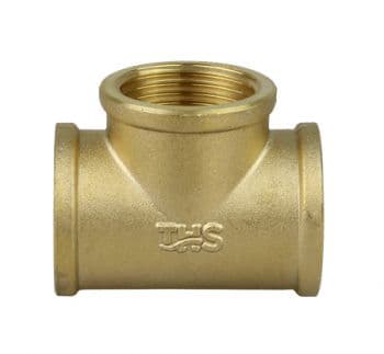 Матиран жълт фитинг - тройник 3/4" ЖЖЖ  месинг тежък модел Ths Thermostyle