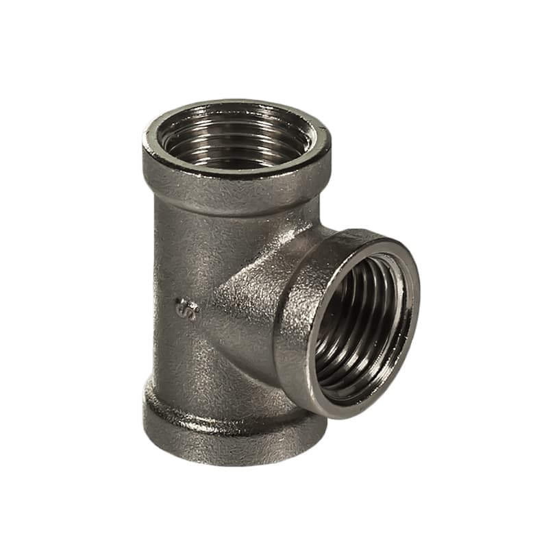 Матиран никелиран фитинг - тройник Ths Thermostyle 1/2" ЖЖЖ  месинг тежък модел 