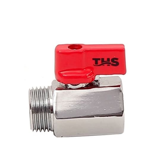 Мини сферичен кран Ths Thermostyle 1/2'' МЖ червена ръкохватка / хром 