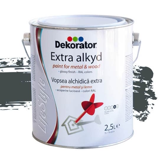 Алкидна боя Dekorator Екстра RAL 7011 метално сива 2,5л