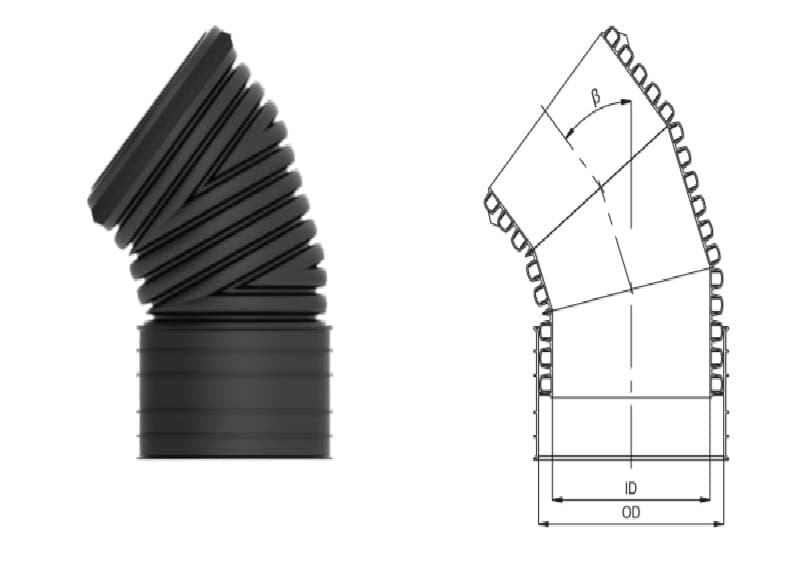 PE-HD коляно SN8 DN/OD 125*45