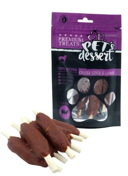 Лакомства за куче с агнешко Pet`s Dessert Cheese Stick & Lamb 80 гр