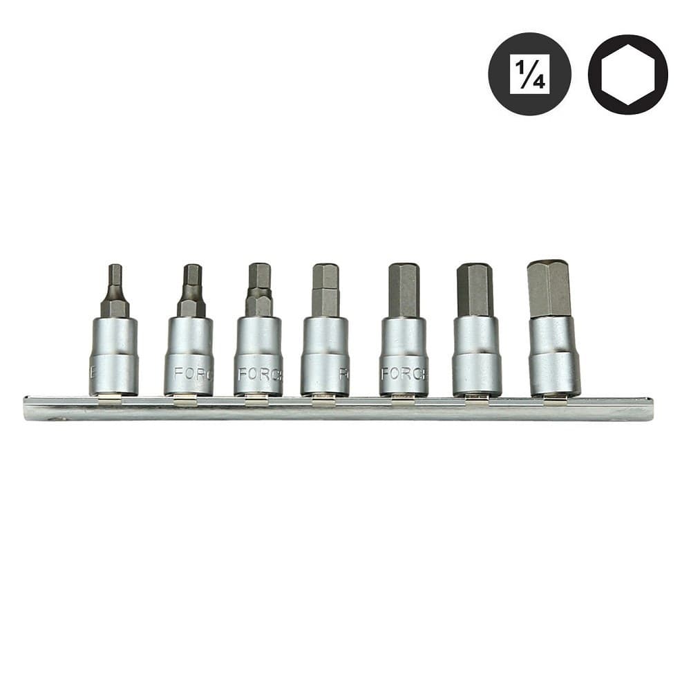 Вложки 1/4" накрайник шестограм L32 (3-10mm) комплект 7 броя 