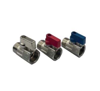 Сферичен кран мини A35SMR Сакар никел F/M 1/2" червена ръкохватка