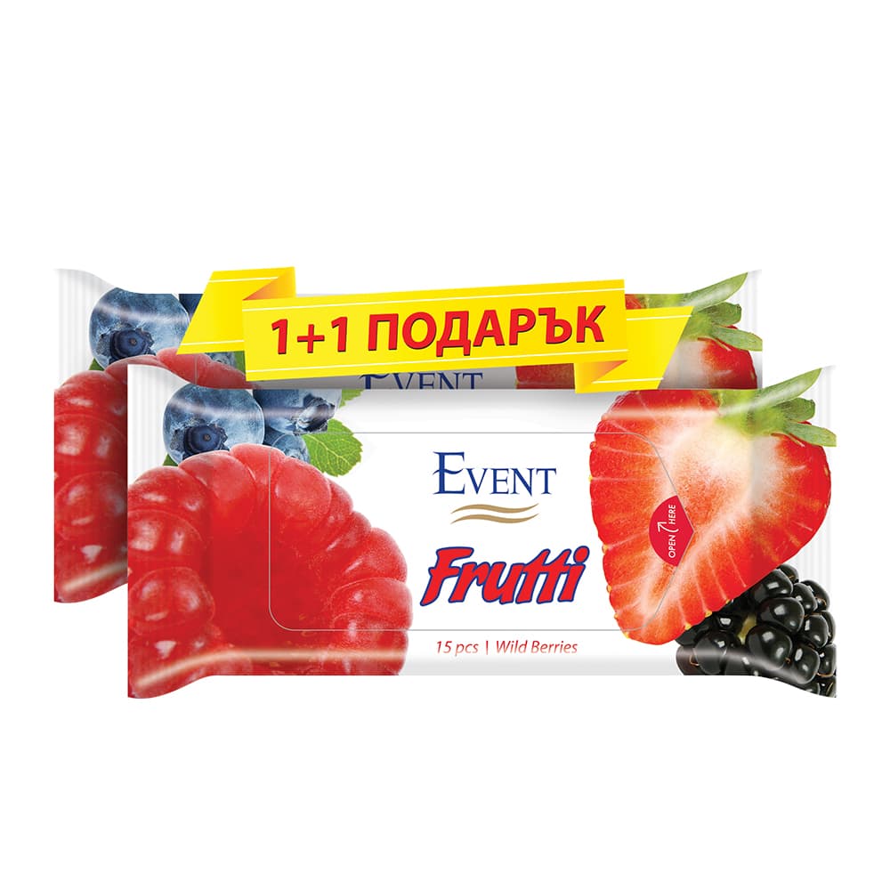Мокри кърпички Wild berries - 15 броя / промо пакет 1+1
