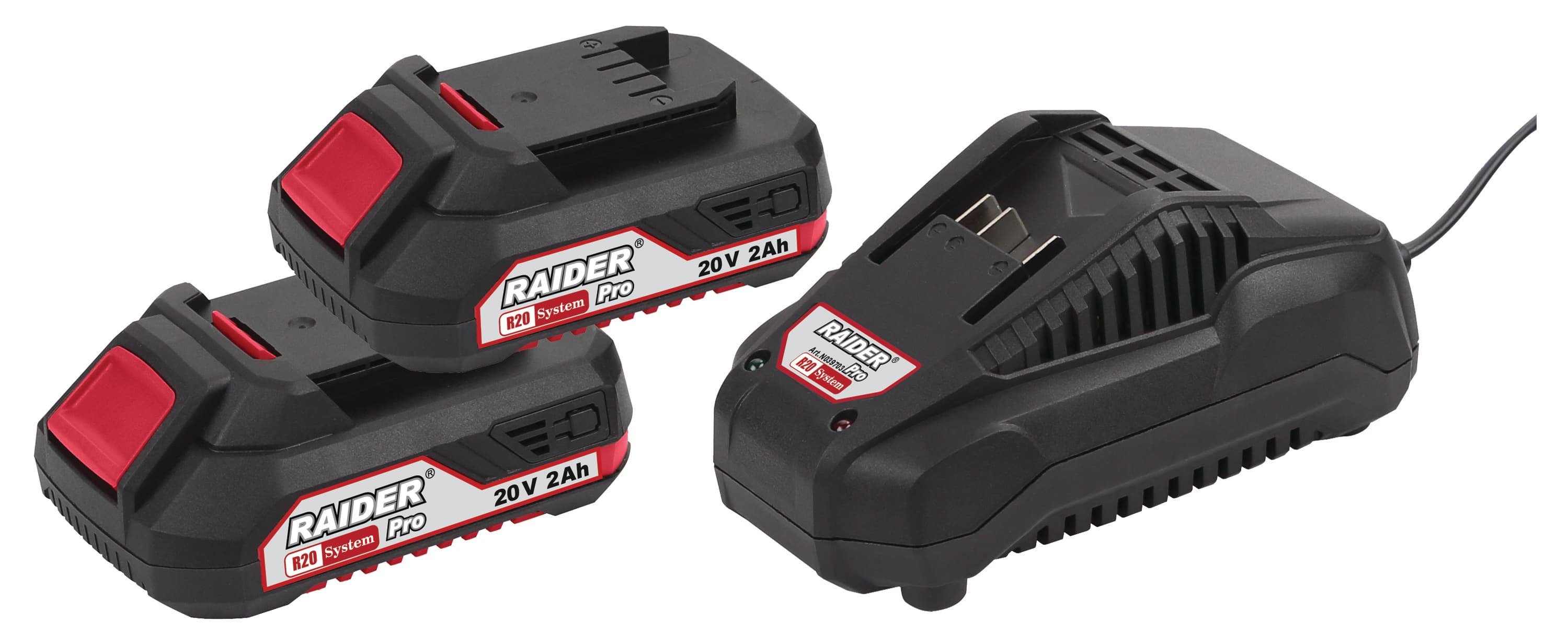 Комплект 2 батерии Li-ion 20V / 2Ah и бързо зарядно за серията RDP-R20 System
