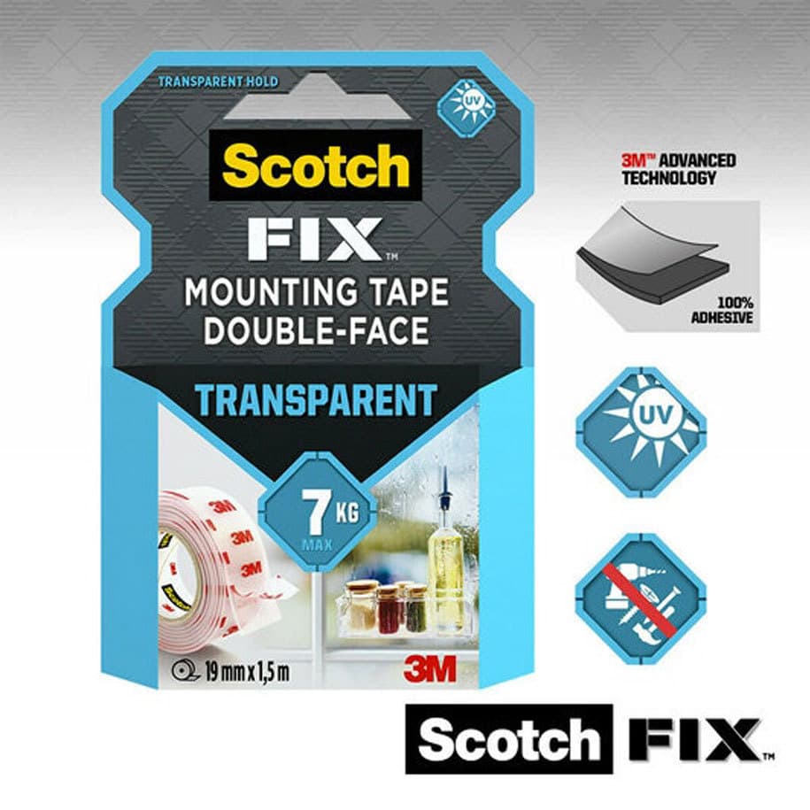 Монтажна лента VHB 3M Scotch 40041915 UV прозрачна 1.5м / 19мм
