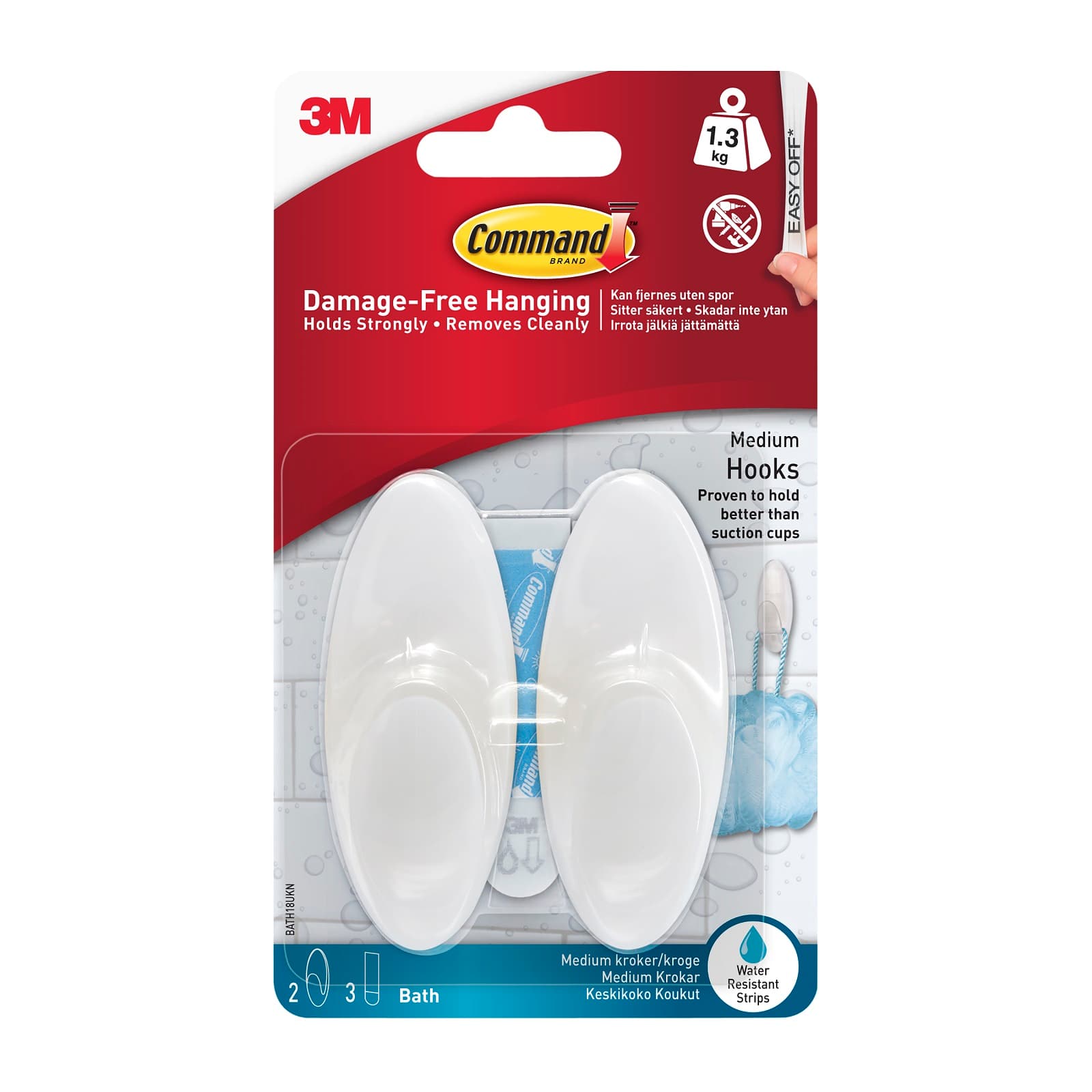 Закачалка за баня 3M Command Bath 18 / 2 броя