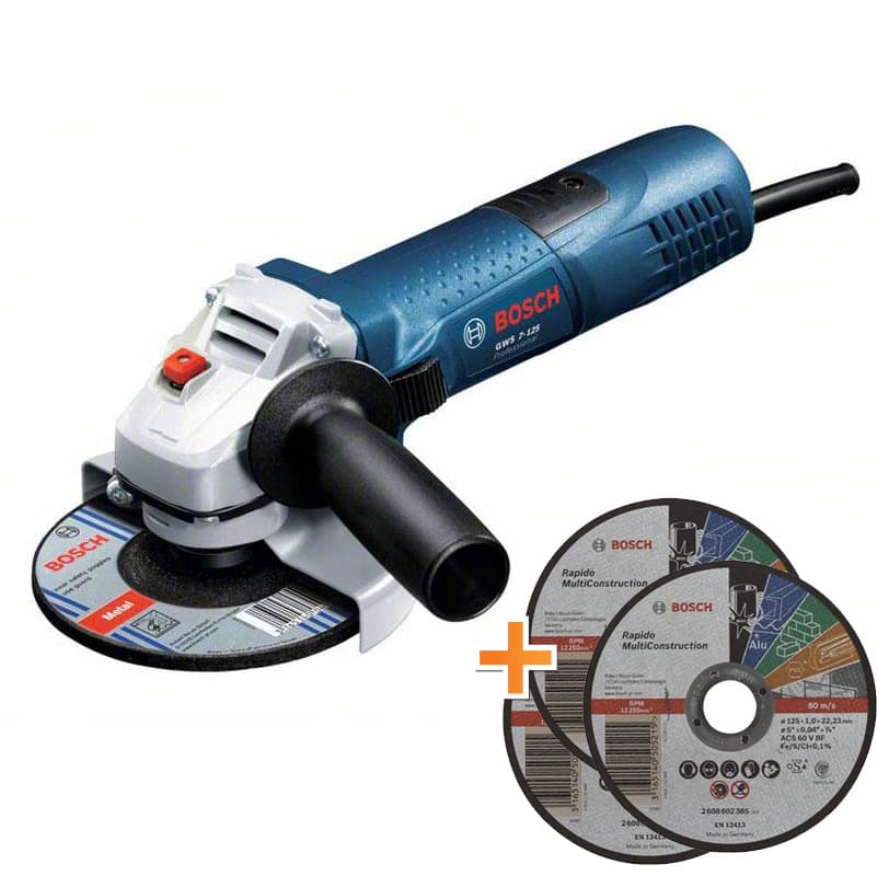Ъглошлайф Bosch GWS 7-115 E / 720 W / 115 mm / регулиране на оборотите + три диска