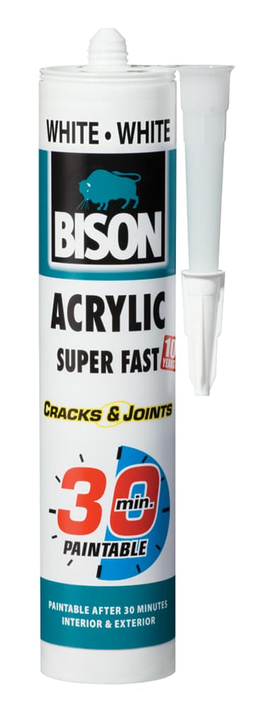 Акрилен кит Bison Acrylic Super Fast ® супер бърз 30 минути / 300 мл картуш - бял