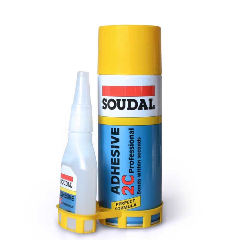 Двукомпонентно цианоакрилатно лепило + спрей Soudal 50/200 мл