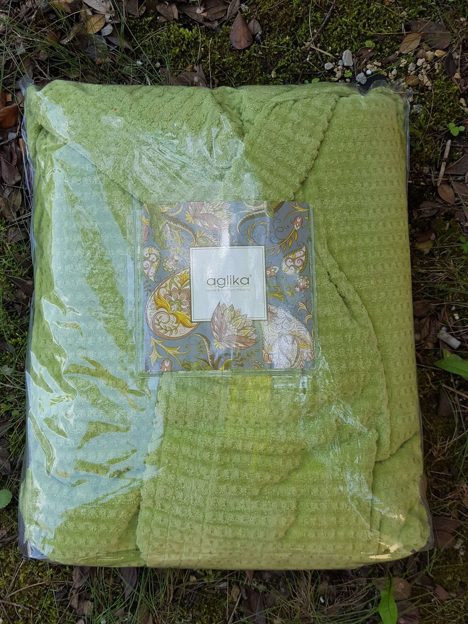 Халат Аглика Съкровище едноцветен жакард плюш L/XL зелен