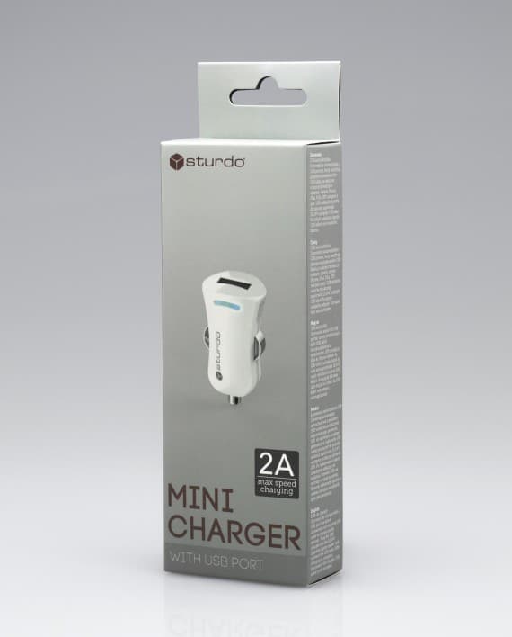 Мини зарядно за автомобил Sturdo Car Charger 1xUSB 2A бяло