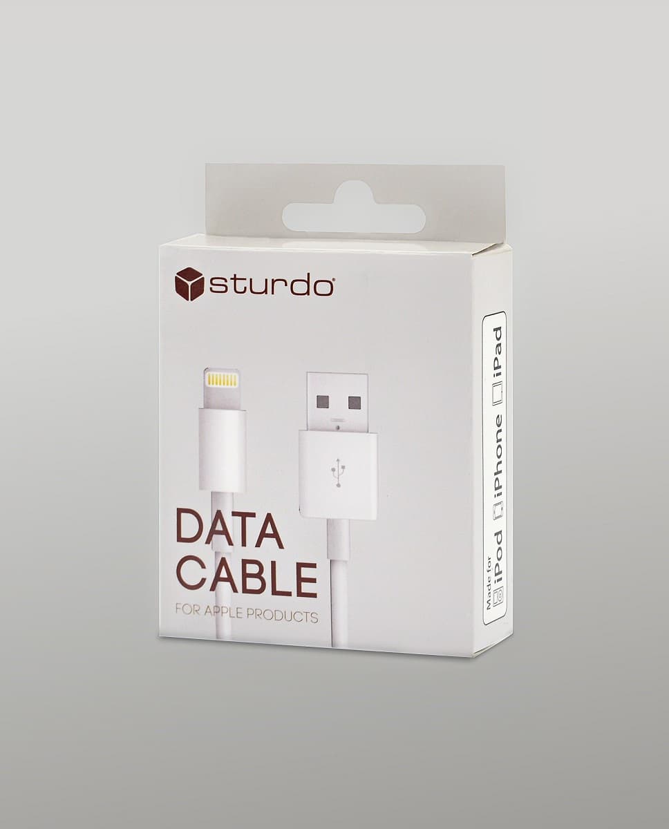 Кабел за данни Sturdo MFI Lightning / Apple certified / 1m / бял