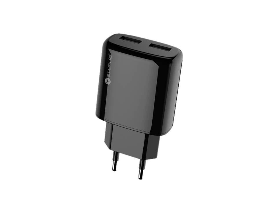 Мрежов адаптер Sturdo 2xUSB / 2A / черен